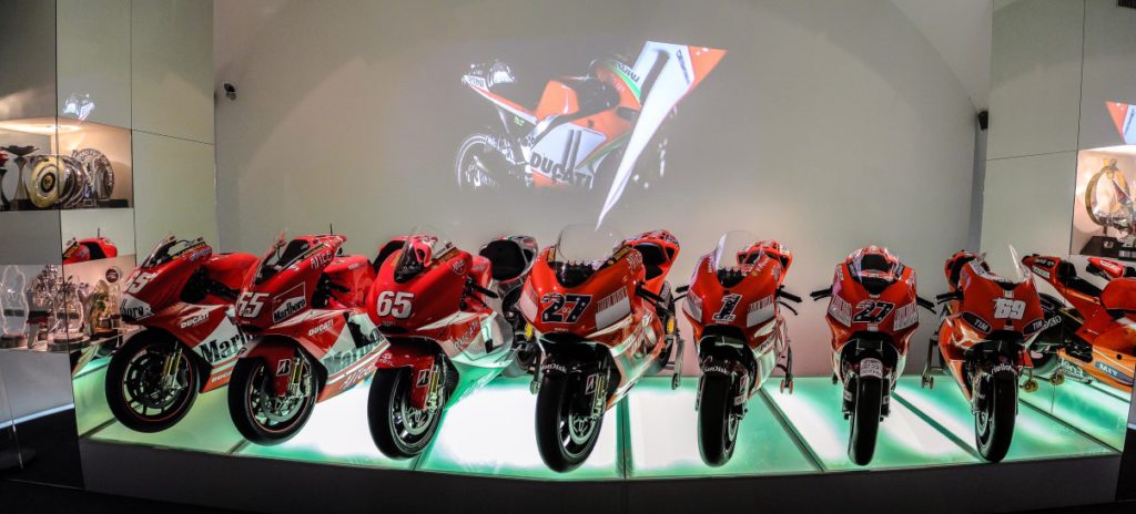 Panorama of the Ducati Motogp bikes.