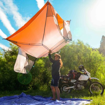 Lightweight freestanding is what you want for a motorcycle trip. nigor tents for hikers, motorcycle, freestanding, compact light weight