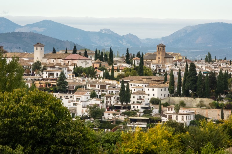 View over Granada from Alhambra castle. View over Granada from Alhambra castle.